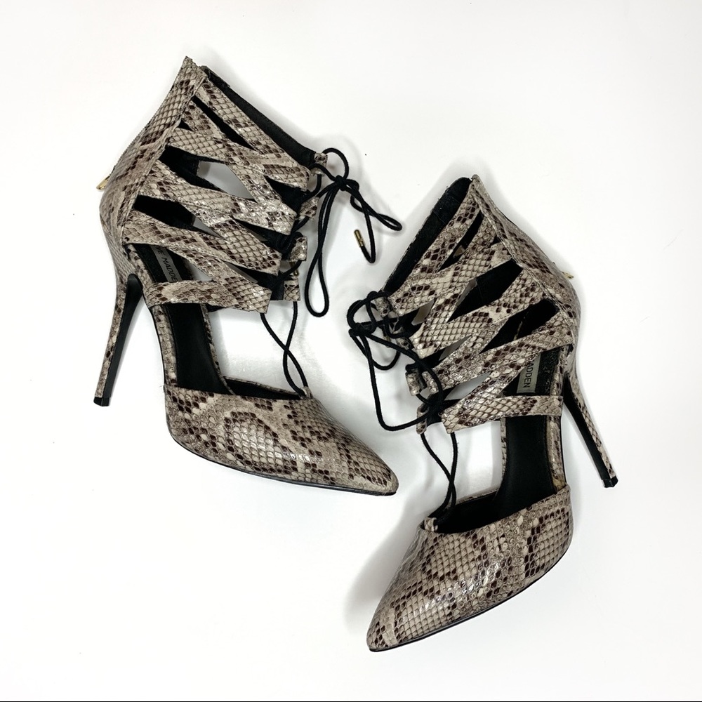 Steve Madden snakeskin lace up heels